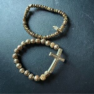 Kole Jax Cross Rhinestone Stretch Bracelet and Beaded Bracelet